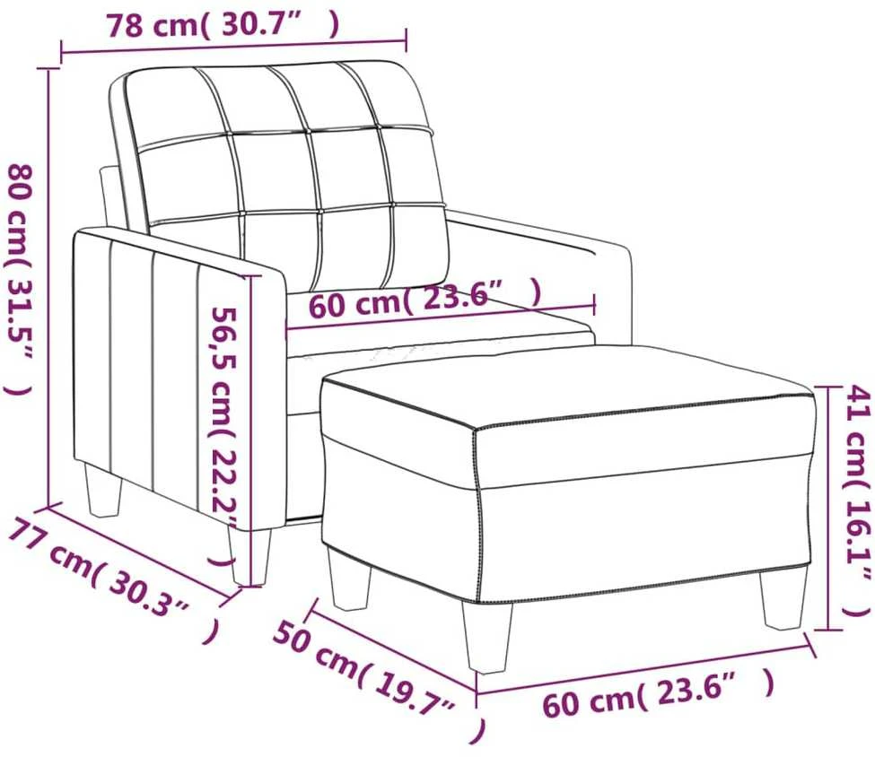 Sofa Krėslas su pakoja, kreminės spalvos, 60cm, dirbtinė oda