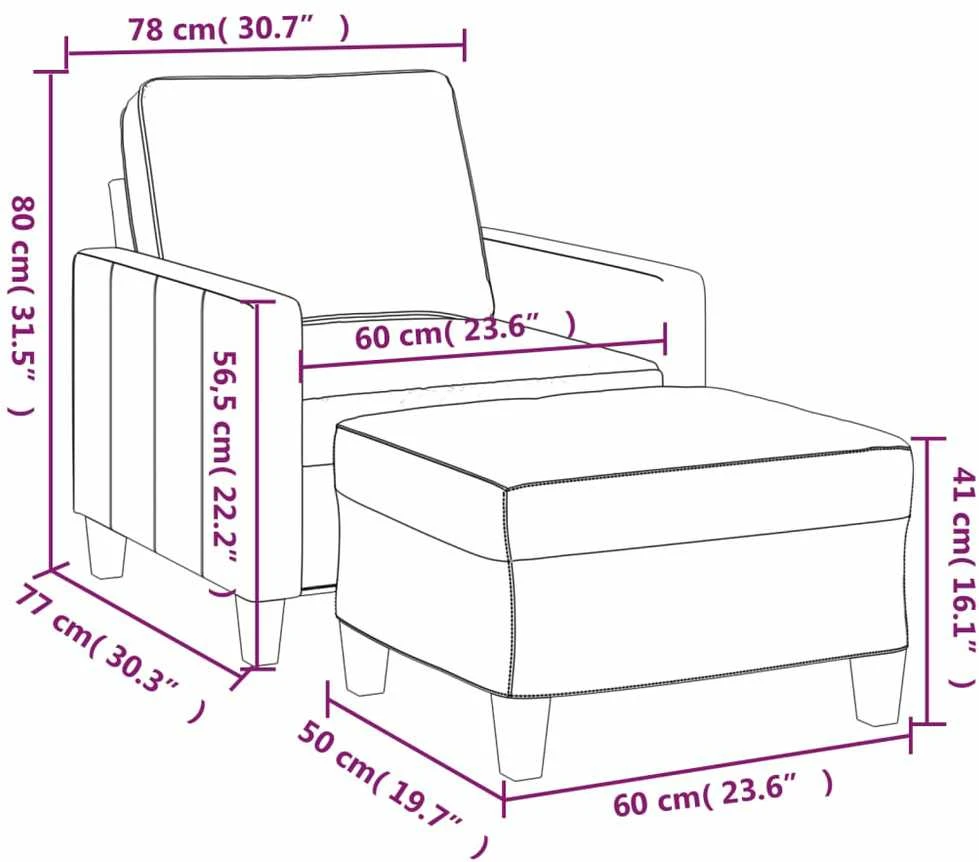 Sofa Krėslas su pakoja, kreminės spalvos, 60cm, audinys