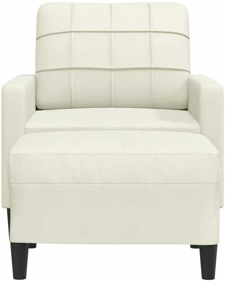 Sofa Krėslas su pakoja, kreminės spalvos, 60cm, aksomas