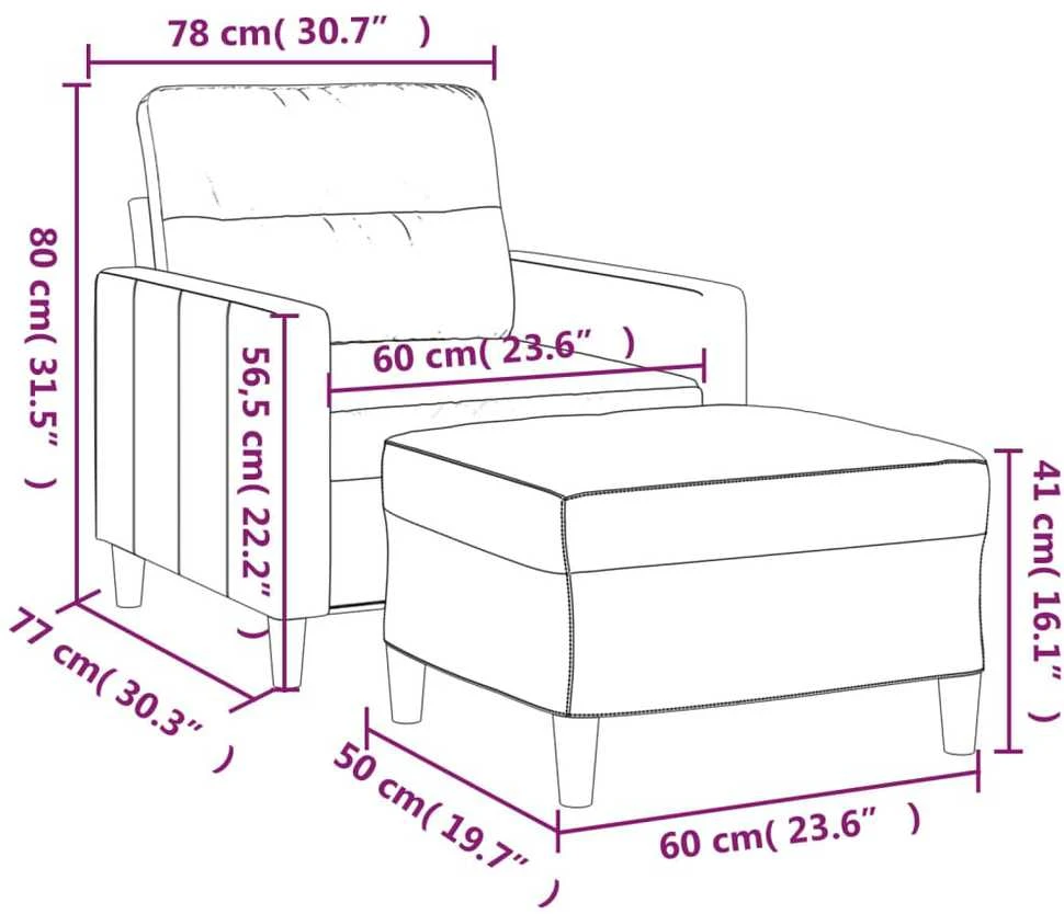 Sofa Krėslas su pakoja, kreminės spalvos, 60cm, audinys