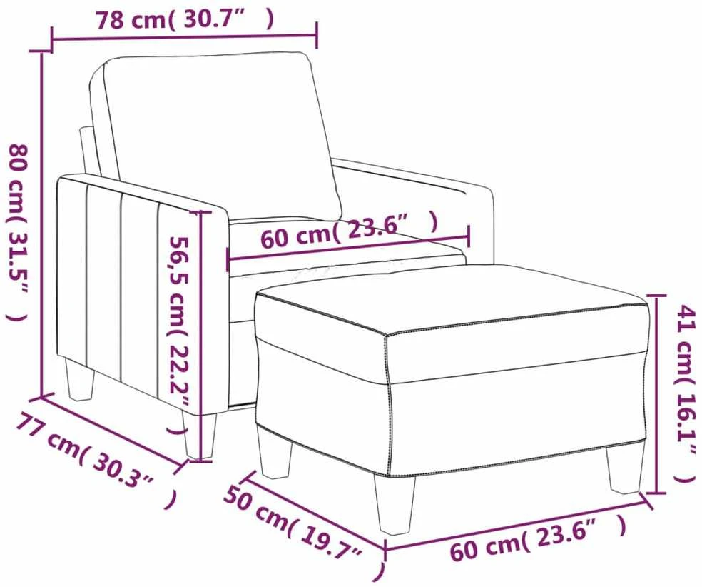 Sofa Krėslas su pakoja, kreminės spalvos, 60cm, dirbtinė oda
