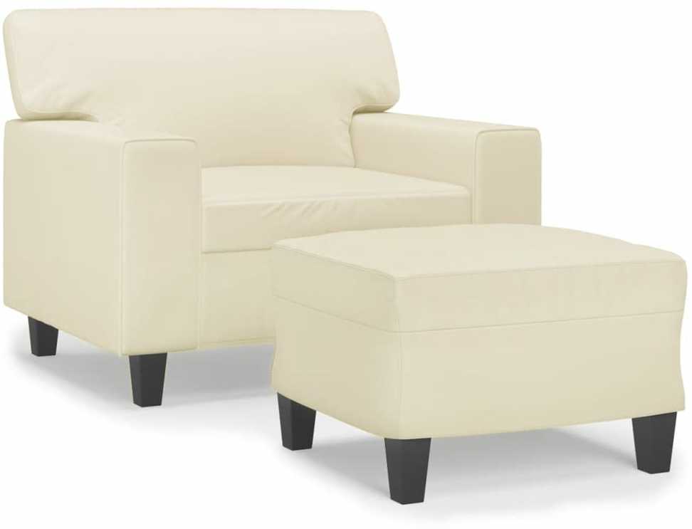 Sofa Krėslas su pakoja, kreminės spalvos, 60cm, dirbtinė oda