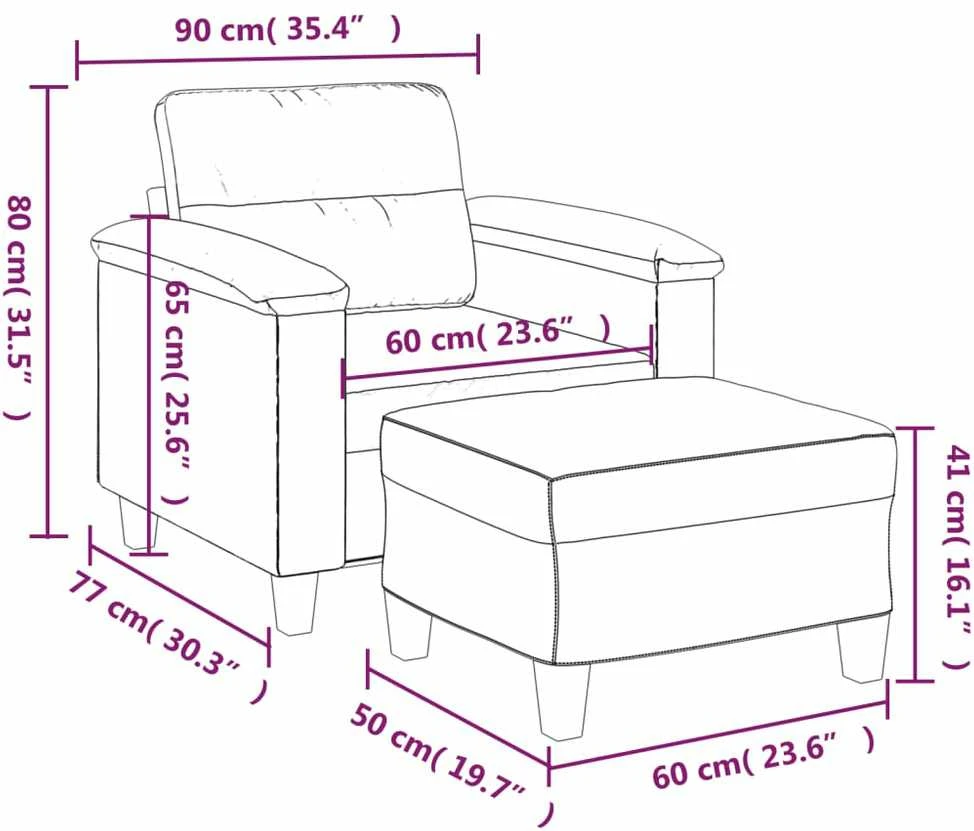 Sofa Krėslas su pakoja, kreminės spalvos, 60cm, dirbtinė oda