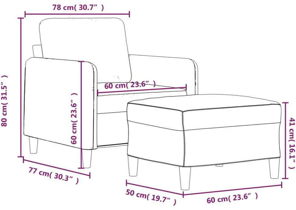 Sofa Krėslas su pakoja, mėlynos spalvos, 60cm, aksomas