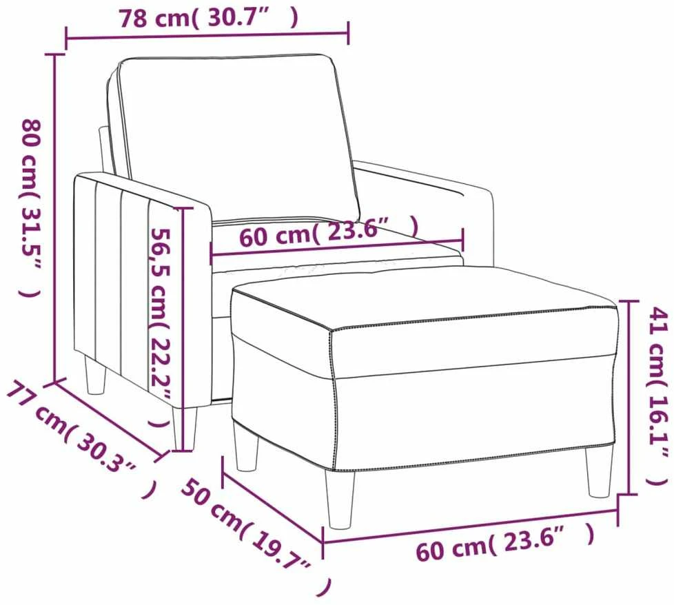Sofa Krėslas su pakoja, mėlynos spalvos, 60cm, aksomas