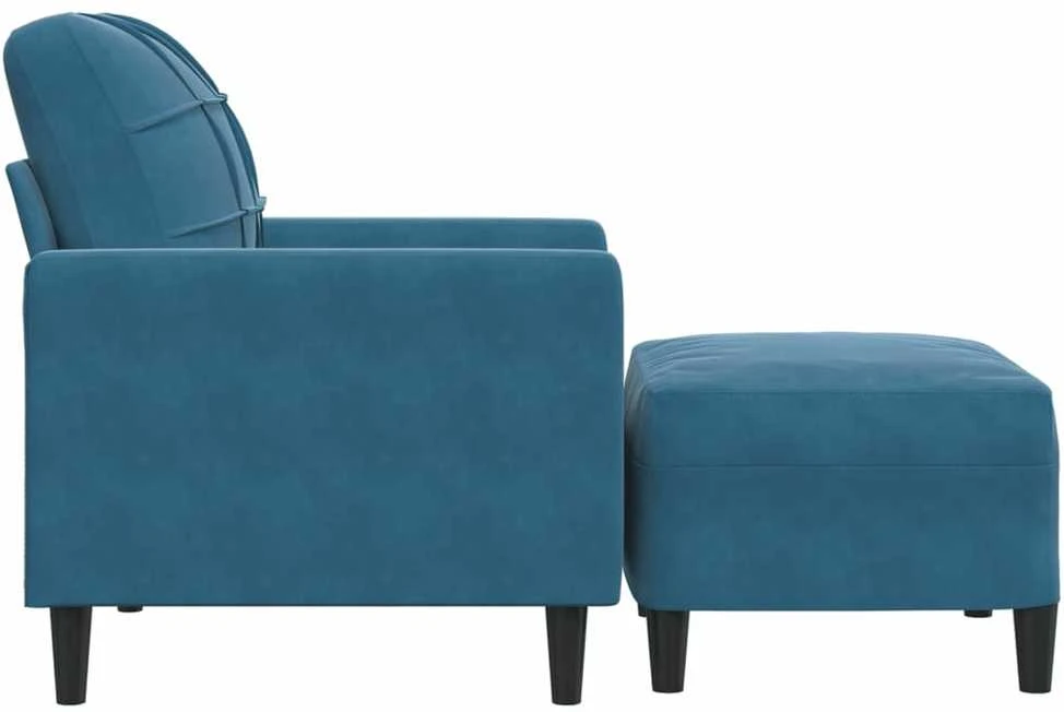 Sofa Krėslas su pakoja, mėlynos spalvos, 60cm, aksomas
