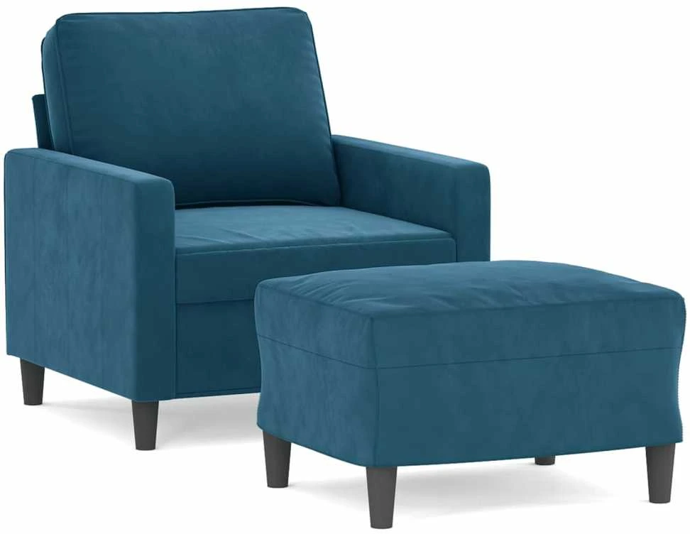 Sofa Krėslas su pakoja, mėlynos spalvos, 60cm, aksomas