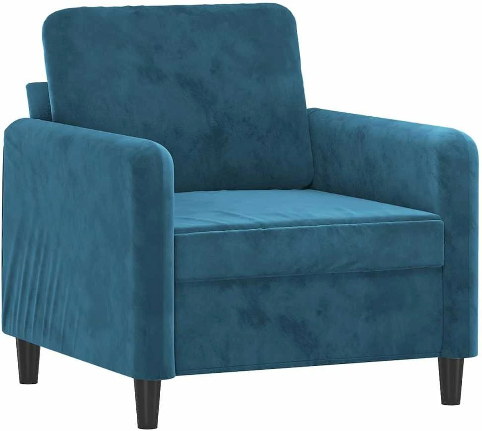 Sofa Krėslas su pakoja, mėlynos spalvos, 60cm, aksomas