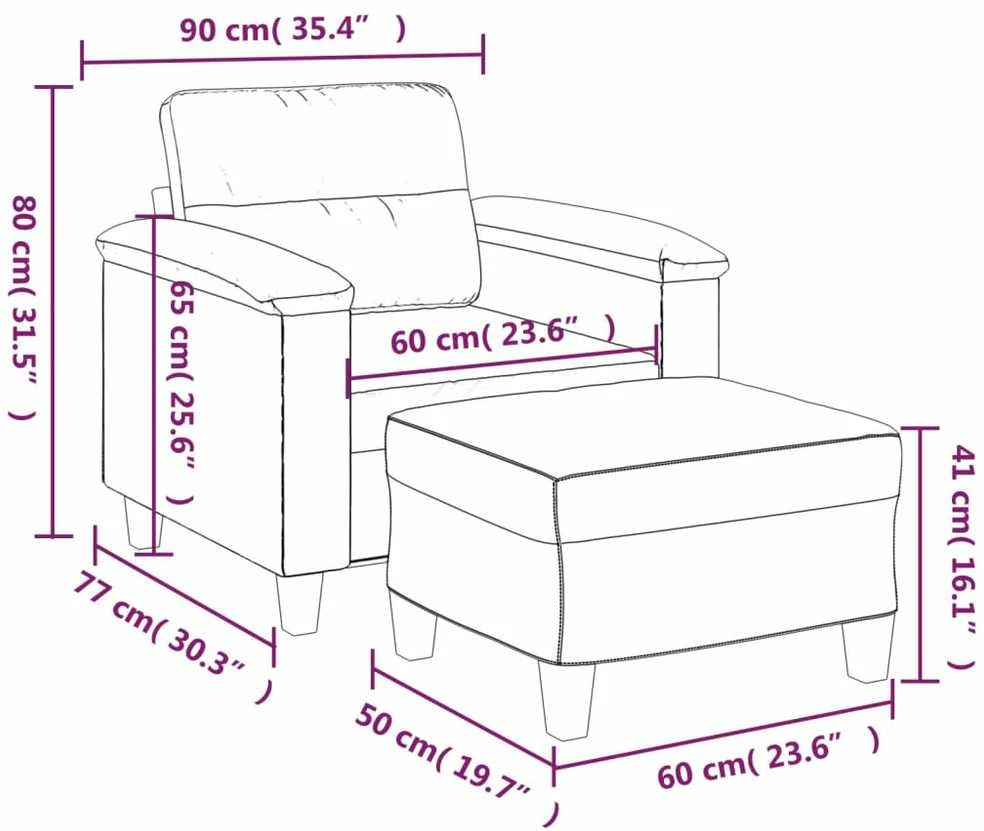 Sofa Krėslas su pakoja, pilkos spalvos, 60cm, dirbtinė oda
