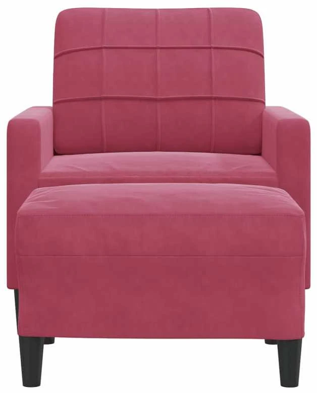 Sofa Krėslas su pakoja, raudonojo vyno spalvos, 60cm, aksomas
