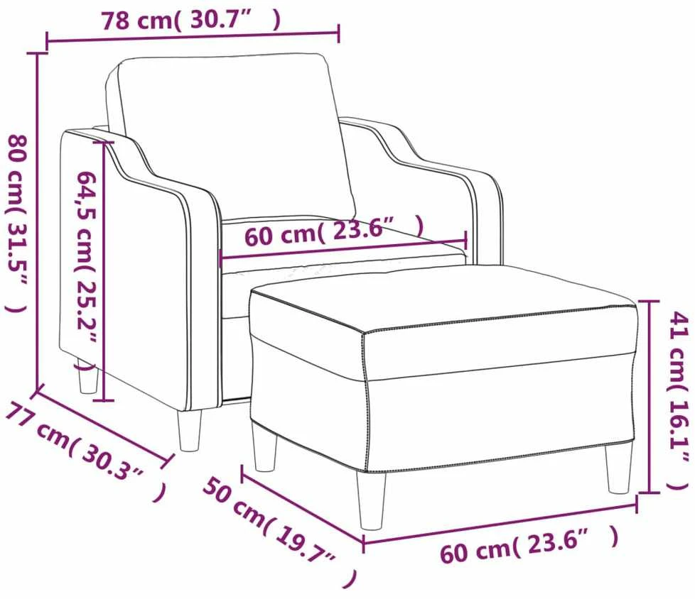 Sofa Krėslas su pakoja, raudonojo vyno spalvos, 60cm, audinys
