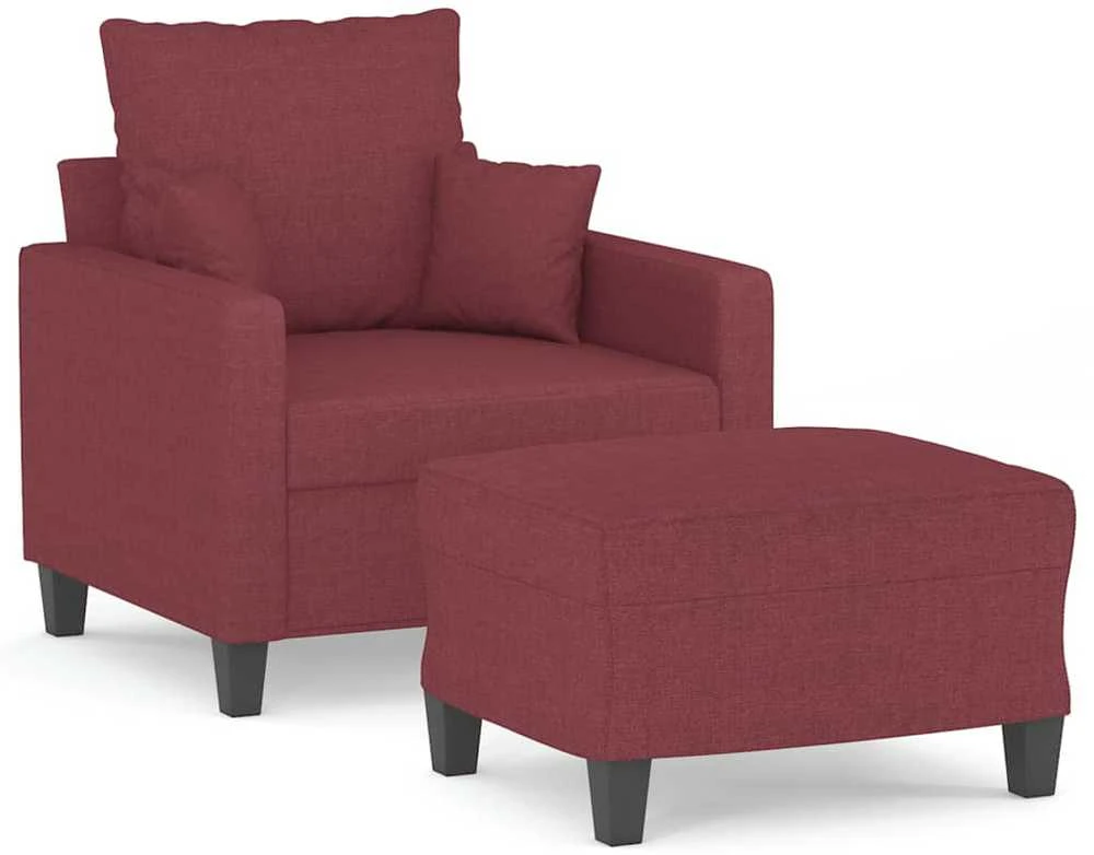 Sofa Krėslas su pakoja, raudonojo vyno spalvos, 60cm, audinys