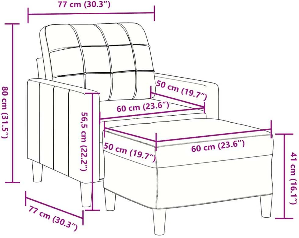 Sofa Krėslas su pakoja, raudonojo vyno spalvos, 60cm, aksomas