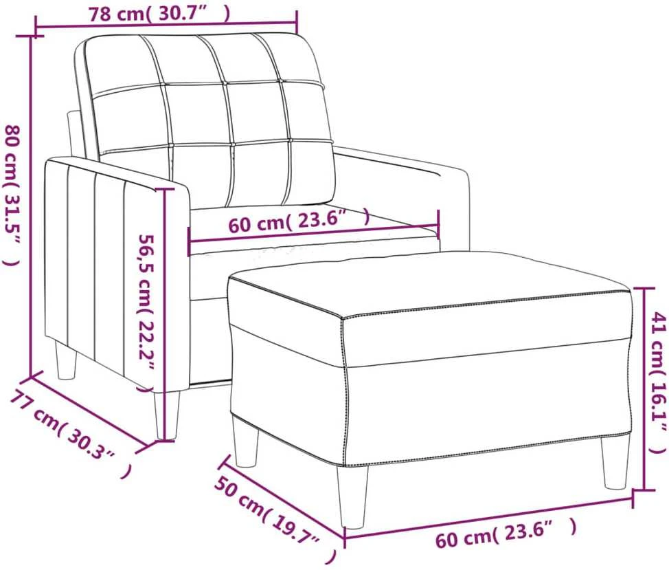 Sofa Krėslas su pakoja, raudonojo vyno spalvos, 60cm, audinys