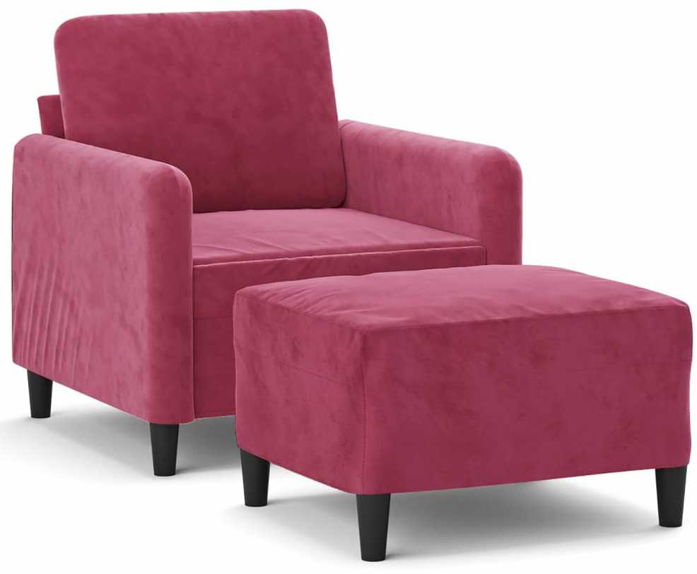 Sofa Krėslas su pakoja, raudonojo vyno spalvos, 60cm, aksomas