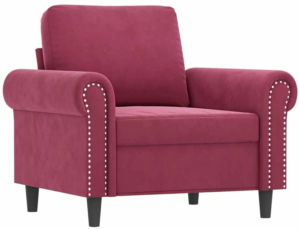 Sofa Krėslas su pakoja, raudonojo vyno spalvos, 60cm, aksomas