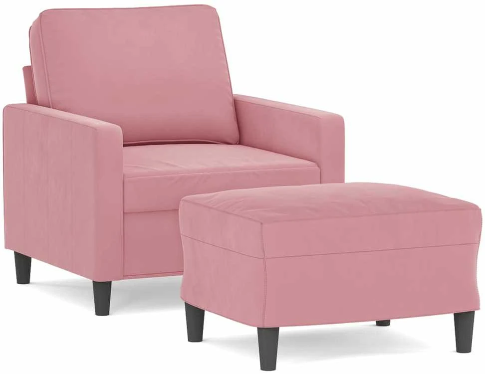 Sofa Krėslas su pakoja, rožinės spalvos, 60cm, aksomas