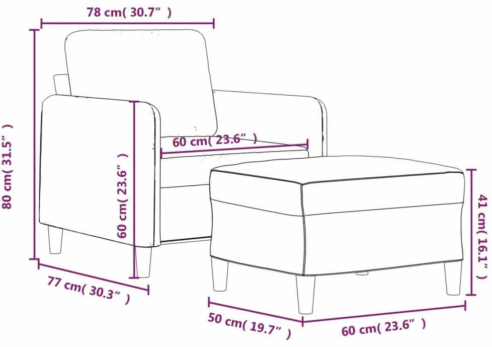 Sofa Krėslas su pakoja, rožinės spalvos, 60cm, aksomas