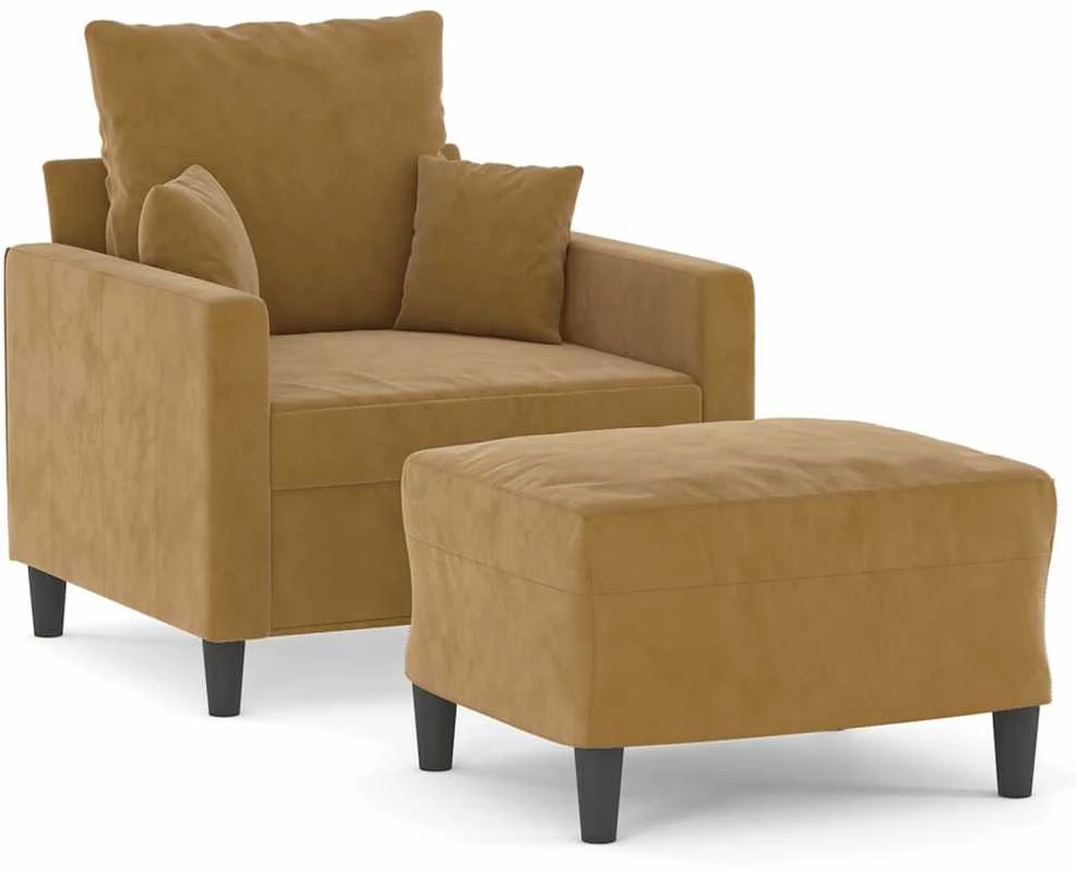 Sofa Krėslas su pakoja, rudos spalvos, 60cm, aksomas