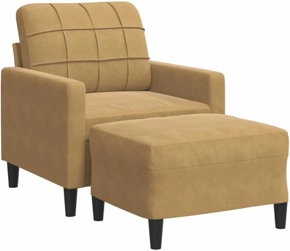 Sofa Krėslas su pakoja, rudos spalvos, 60cm, aksomas