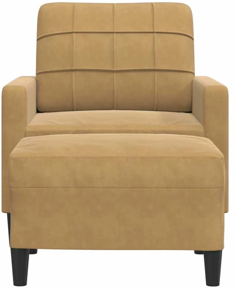 Sofa Krėslas su pakoja, rudos spalvos, 60cm, aksomas