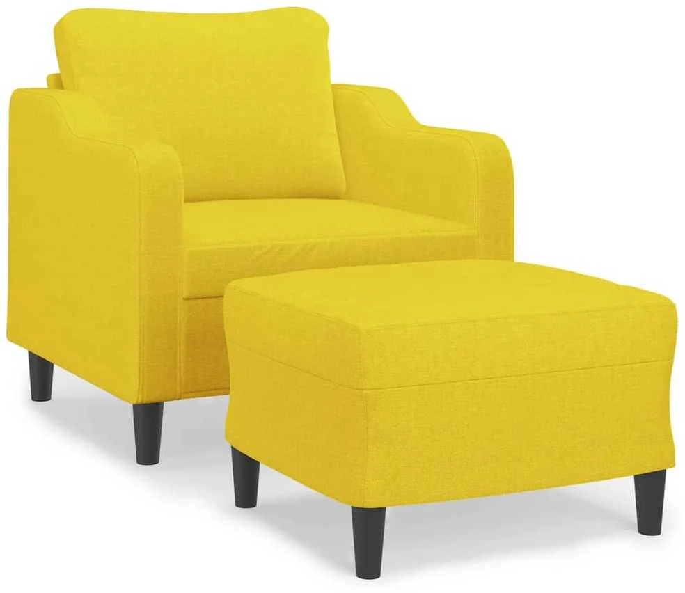 Sofa Krėslas su pakoja, šviesiai geltonos spalvos, 60cm, audinys