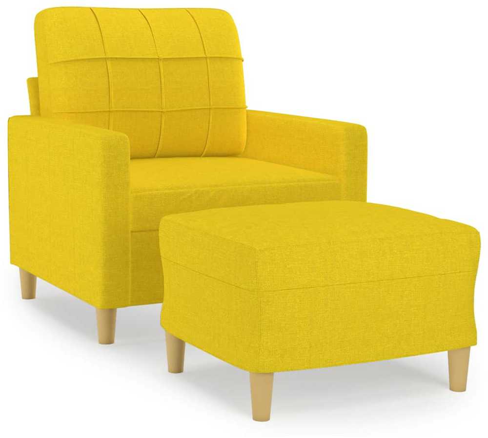 Sofa Krėslas su pakoja, šviesiai geltonos spalvos, 60cm, audinys