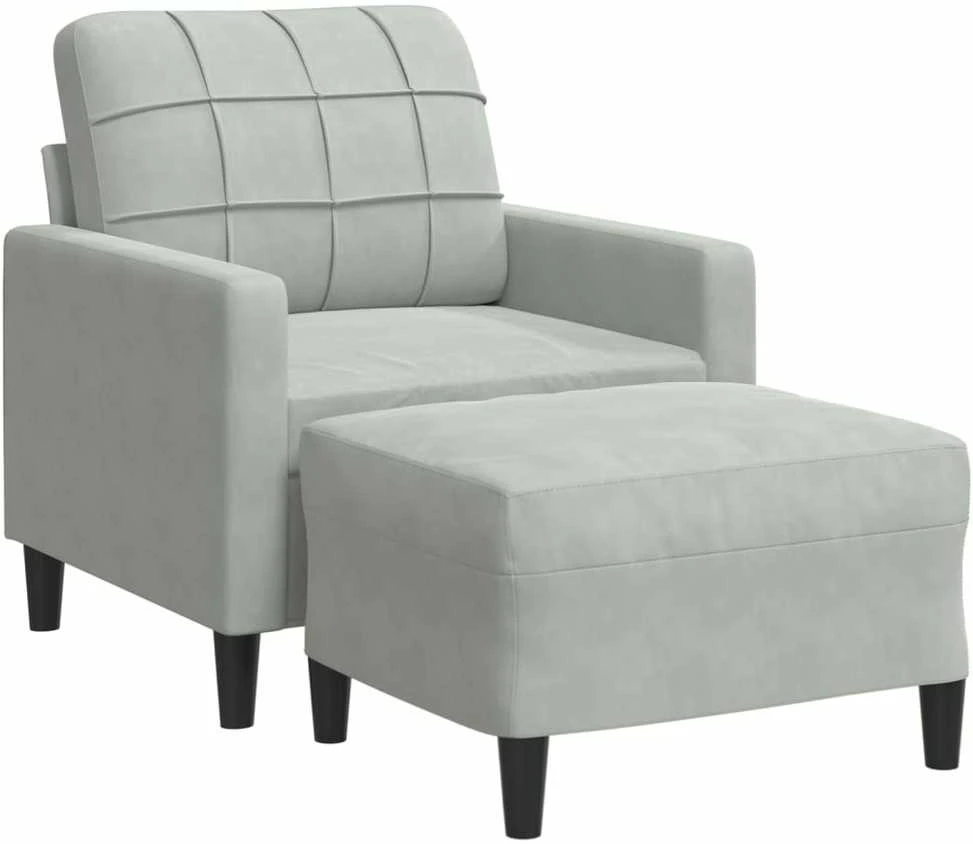 Sofa Krėslas su pakoja, šviesiai pilkos spalvos, 60cm, aksomas
