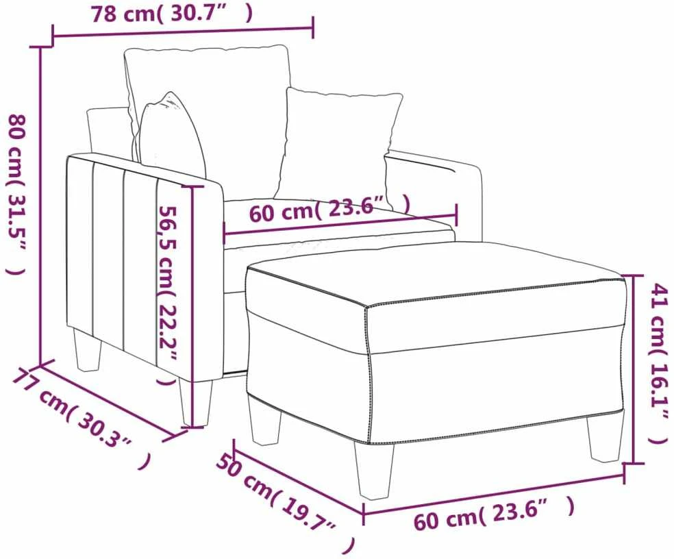 Sofa Krėslas su pakoja, tamsiai pilkos spalvos, 60cm, audinys