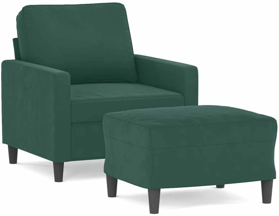 Sofa Krėslas su pakoja, tamsiai žalios spalvos, 60cm, aksomas