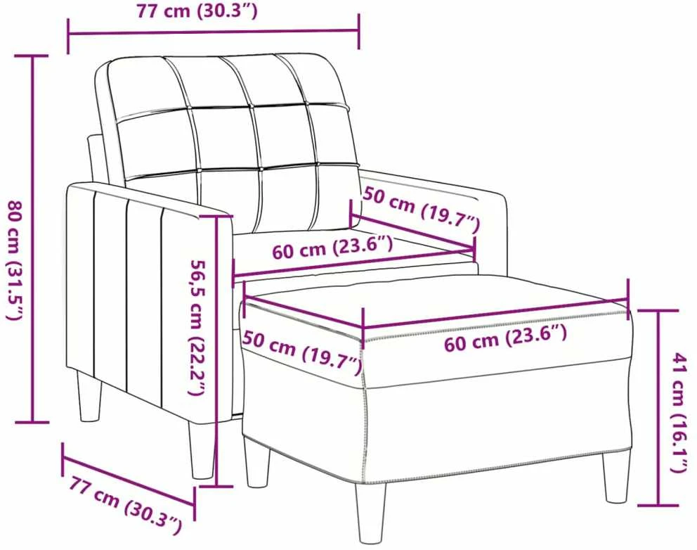 Sofa Krėslas su pakoja, tamsiai žalios spalvos, 60cm, aksomas