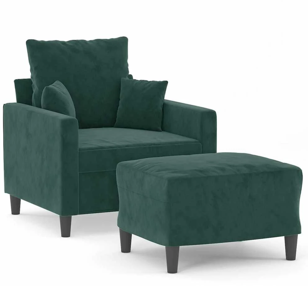 Sofa Krėslas su pakoja, tamsiai žalios spalvos, 60cm, aksomas
