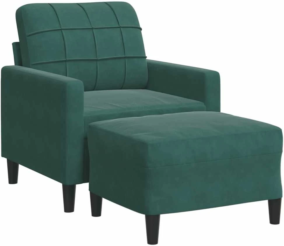 Sofa Krėslas su pakoja, tamsiai žalios spalvos, 60cm, aksomas