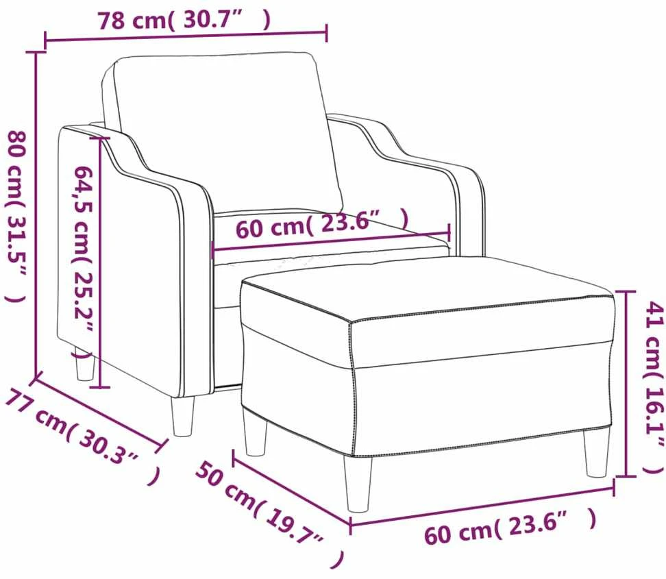 Sofa Krėslas su pakoja, taupe spalvos, 60cm, audinys