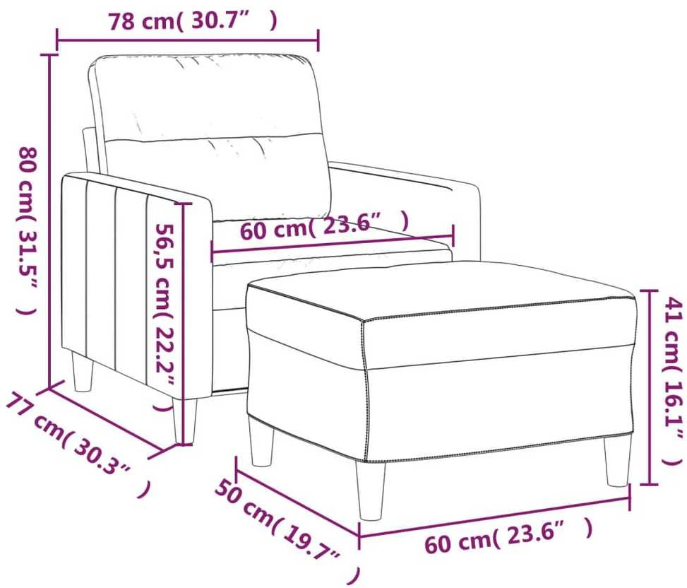 Sofa Krėslas su pakoja, taupe spalvos, 60cm, audinys