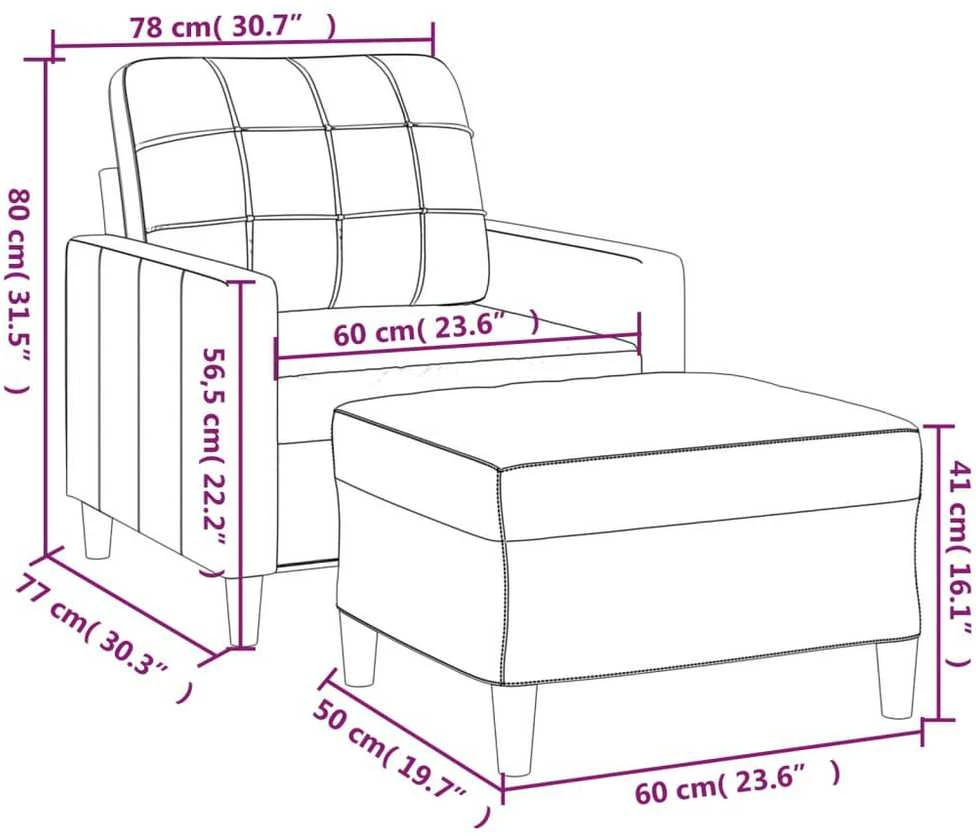 Sofa Krėslas su pakoja, taupe spalvos, 60cm, audinys