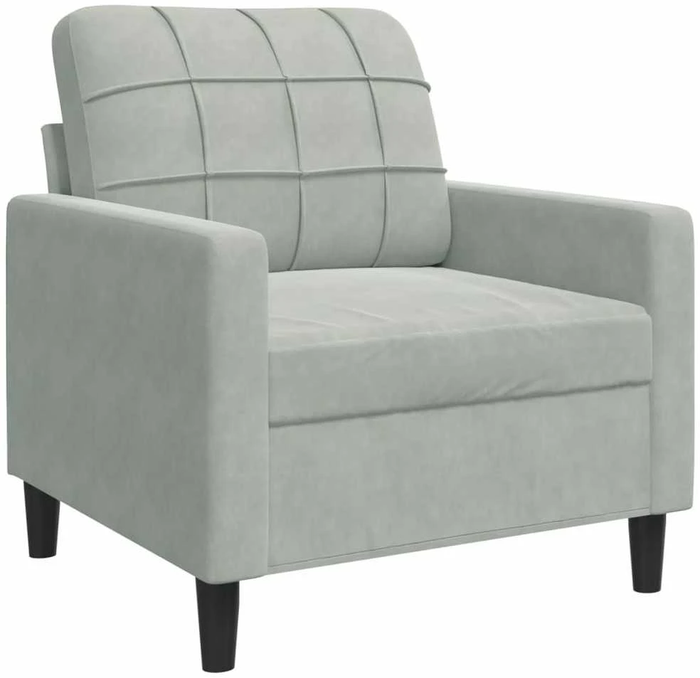 Sofa Krėslas, šviesiai pilkos spalvos, 60cm, aksomas