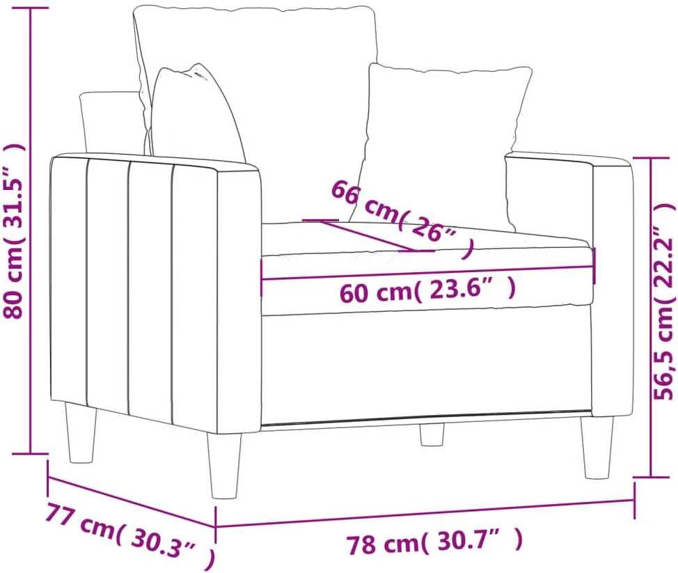 Sofa Krėslas, šviesiai pilkos spalvos, 60cm, aksomas