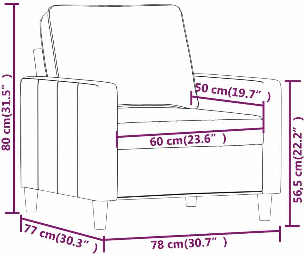 Sofa Krėslas, šviesiai pilkos spalvos, 60cm, aksomas