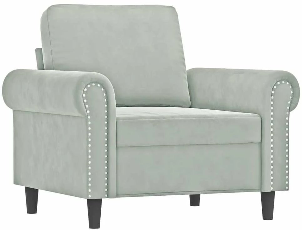 Sofa Krėslas, šviesiai pilkos spalvos, 60cm, aksomas