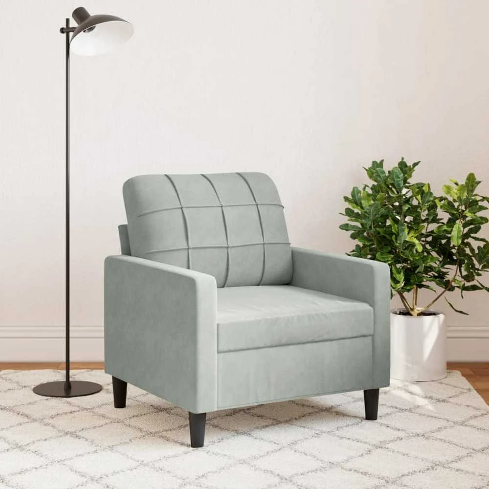 Sofa Krėslas, šviesiai pilkos spalvos, 60cm, aksomas