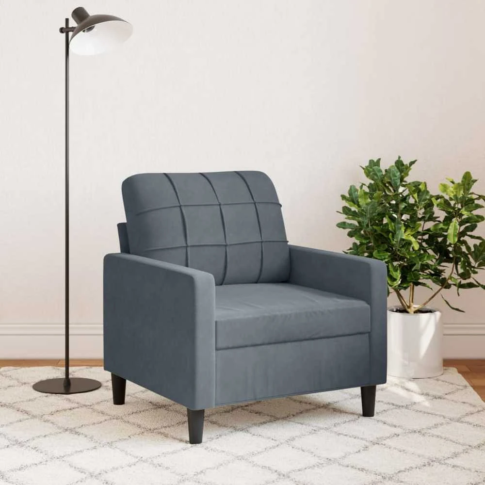 Sofa Krėslas, tamsiai pilkos spalvos, 60cm, aksomas