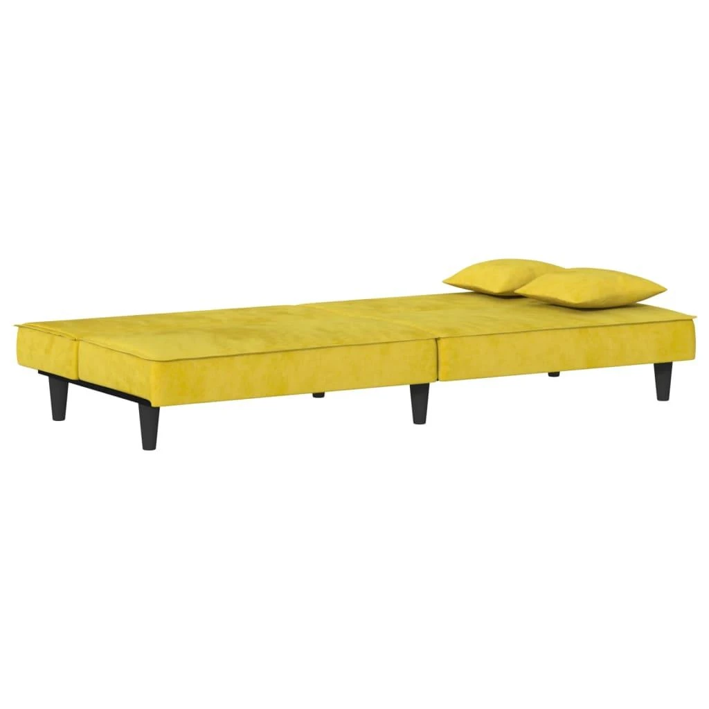 Sofa-lova, geltonos spalvos, aksomas
