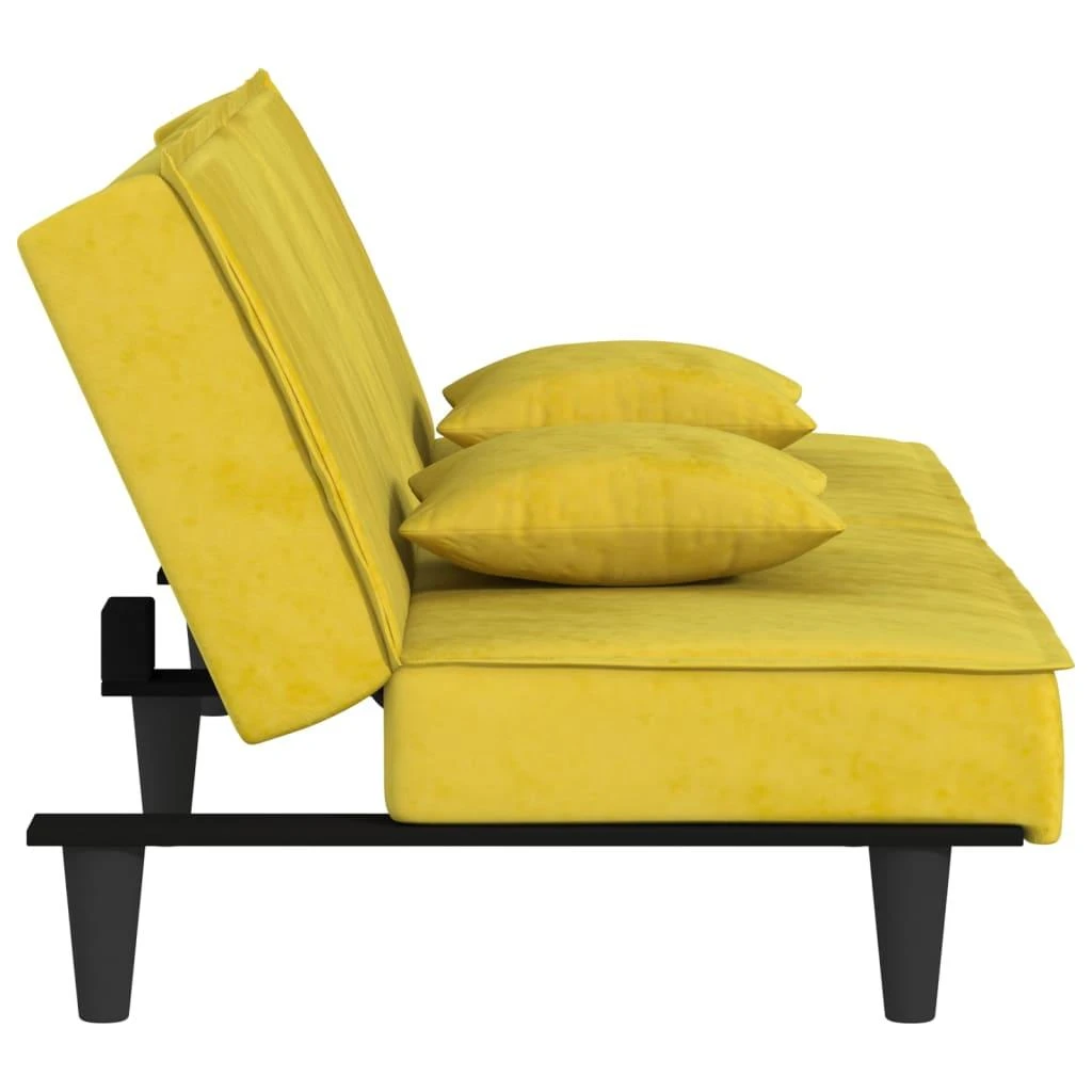 Sofa-lova, geltonos spalvos, aksomas