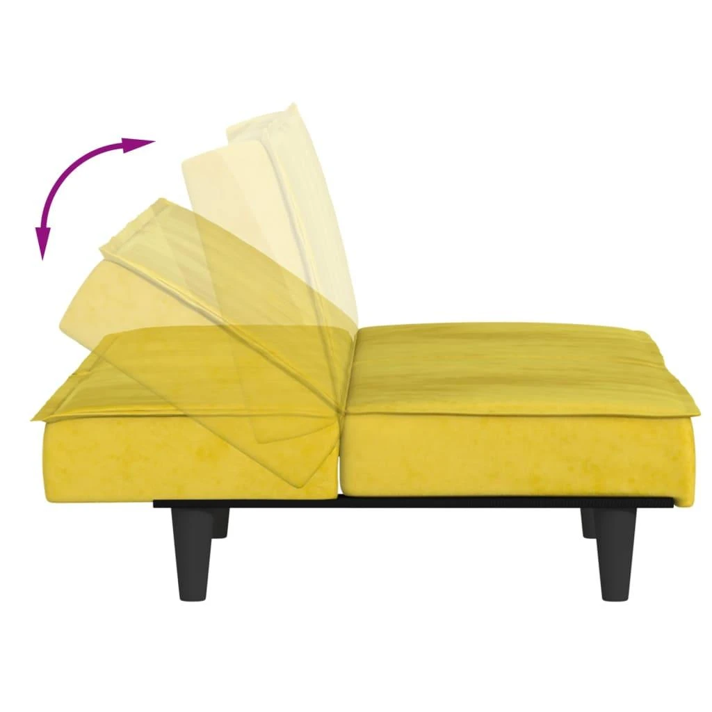 Sofa-lova, geltonos spalvos, aksomas