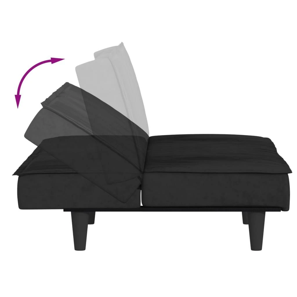 Sofa-lova, juodos spalvos, aksomas