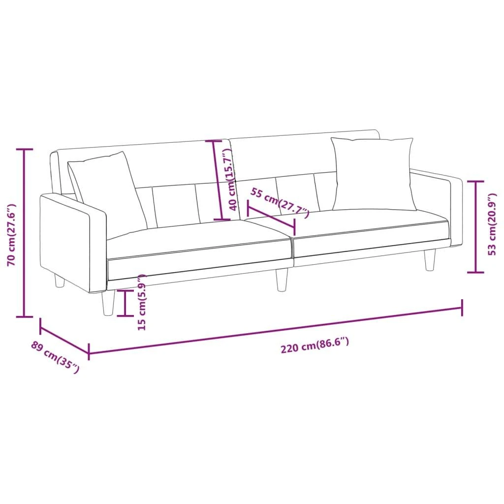 Sofa-lova su pagalvėlėmis, kreminės spalvos, audinys