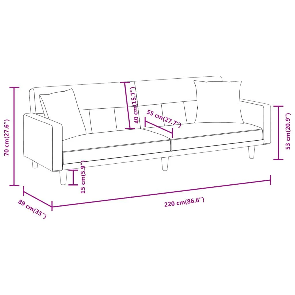 Sofa-lova su pagalvėlėmis, šviesiai geltonos spalvos, audinys