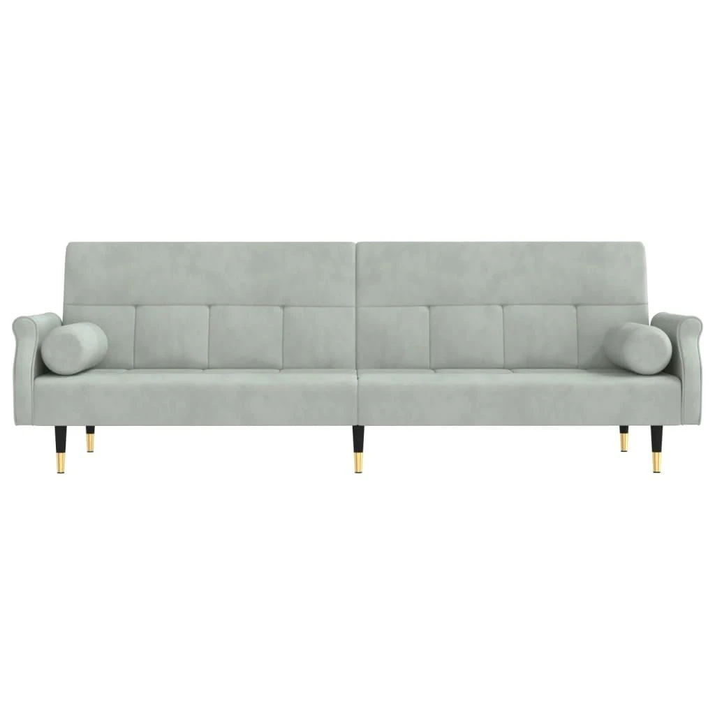 Sofa-lova su pagalvėlėmis, šviesiai pilkos spalvos, aksomas