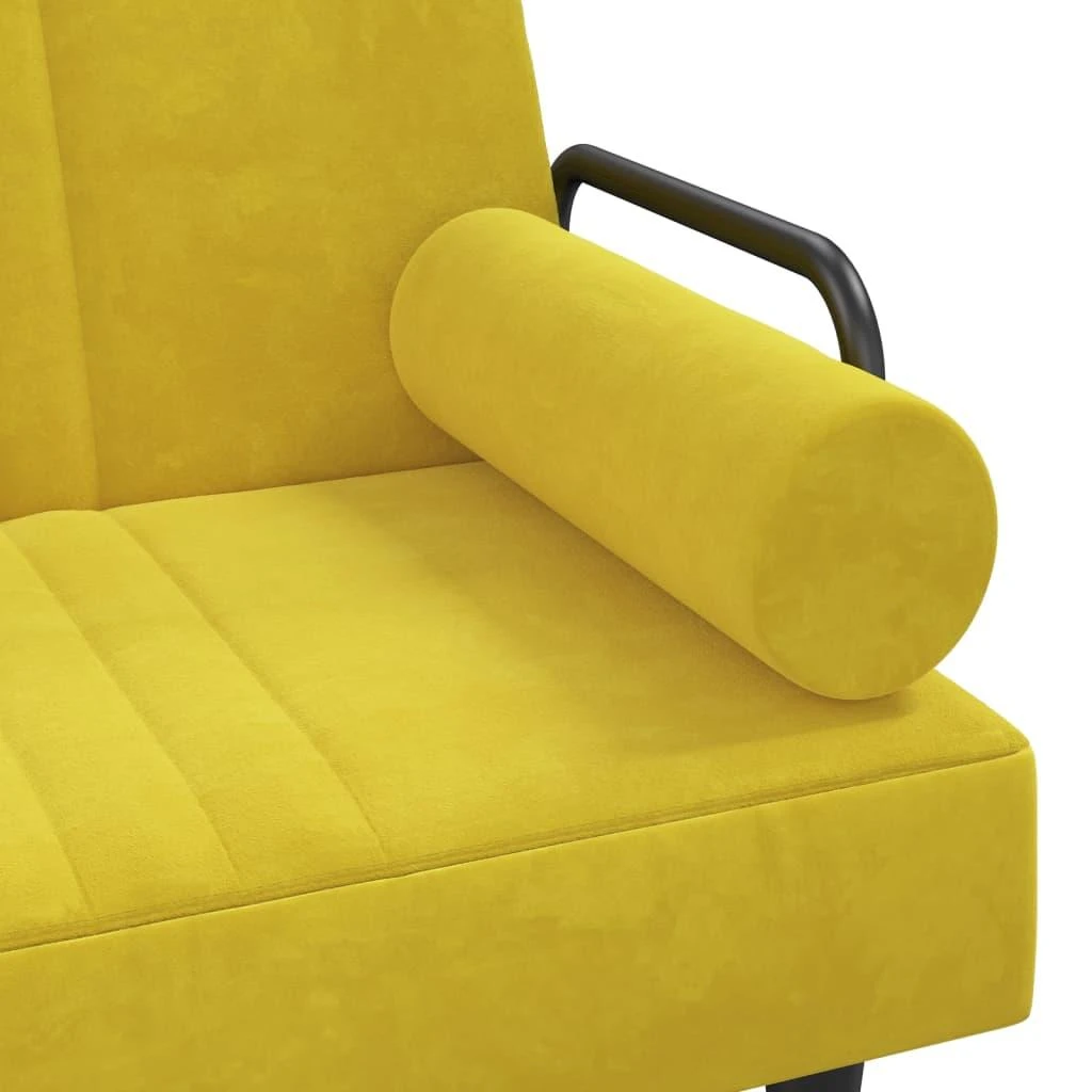 Sofa-lova su porankiais, geltonos spalvos, aksomas